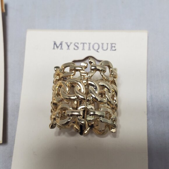 Mystique Gold-Tone Stretch Chain-Link Statement Rings – 2 for 1 Deal! - Picture 5 of 6